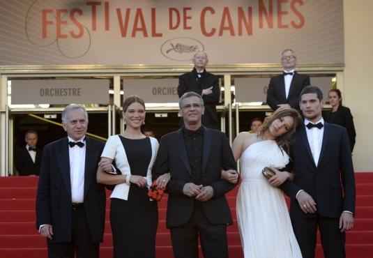 L'équipe du film La vie d'Adèle, grand vainqueur du Festival.