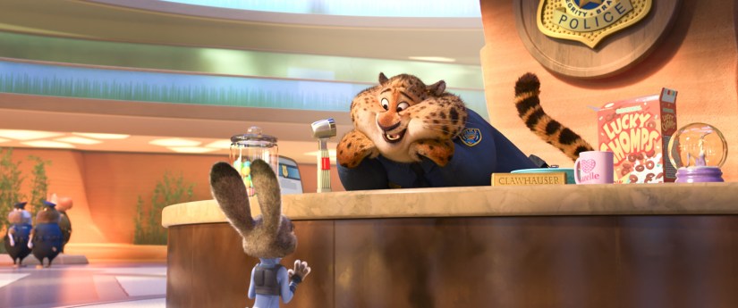 ZOOTOPIA – Pictured (L-R): Judy Hopps & Clawhauser. ©2016 Disney. All Rights Reserved.